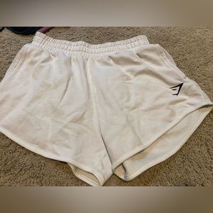 White gym shark rest shorts